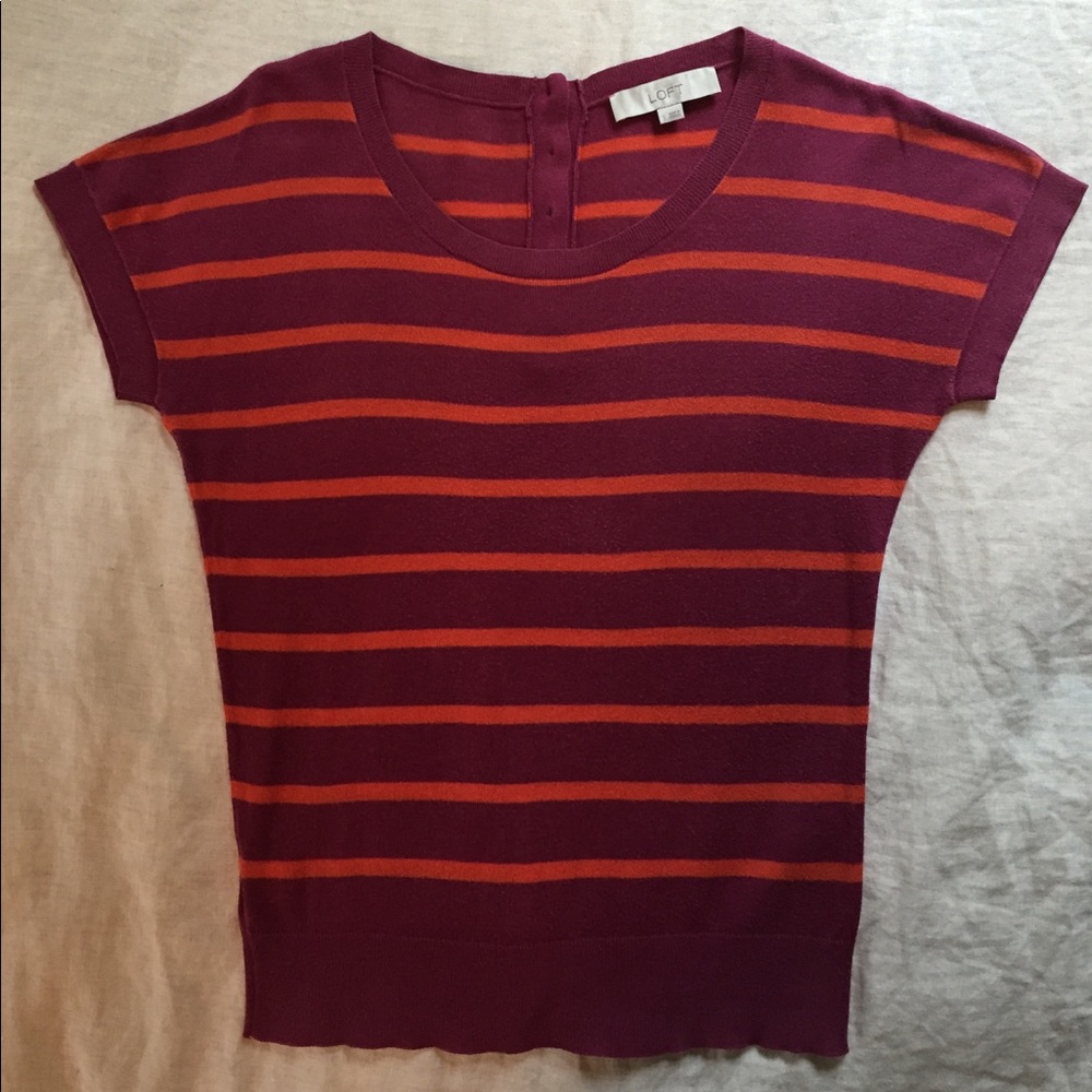 Loft Plum and Orange Stripe Top